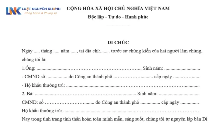 Mẫu và cách làm di chúc thừa kế đất cho con