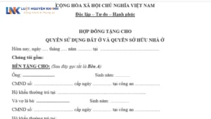 Mẫu giấy viết tay cho tặng đất mới chuẩn nhất